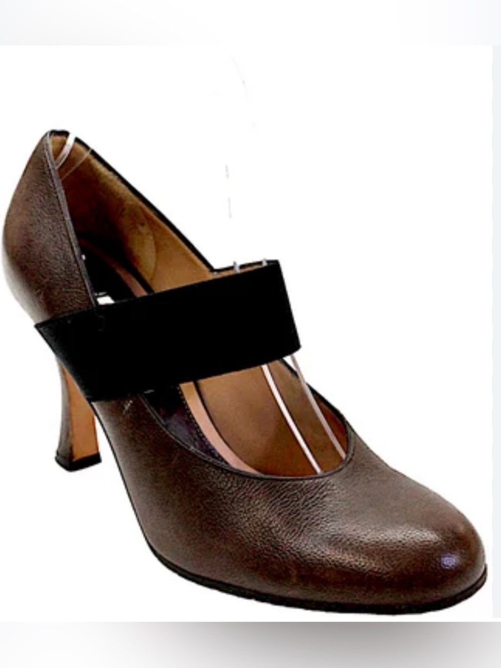Marni Brown Leather High Heel Mary Jane Pumps